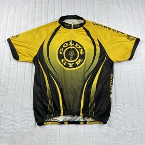 Gold's Gym Cycling Jersey Men's 2XL Yellow All Over Print Performance Stretch